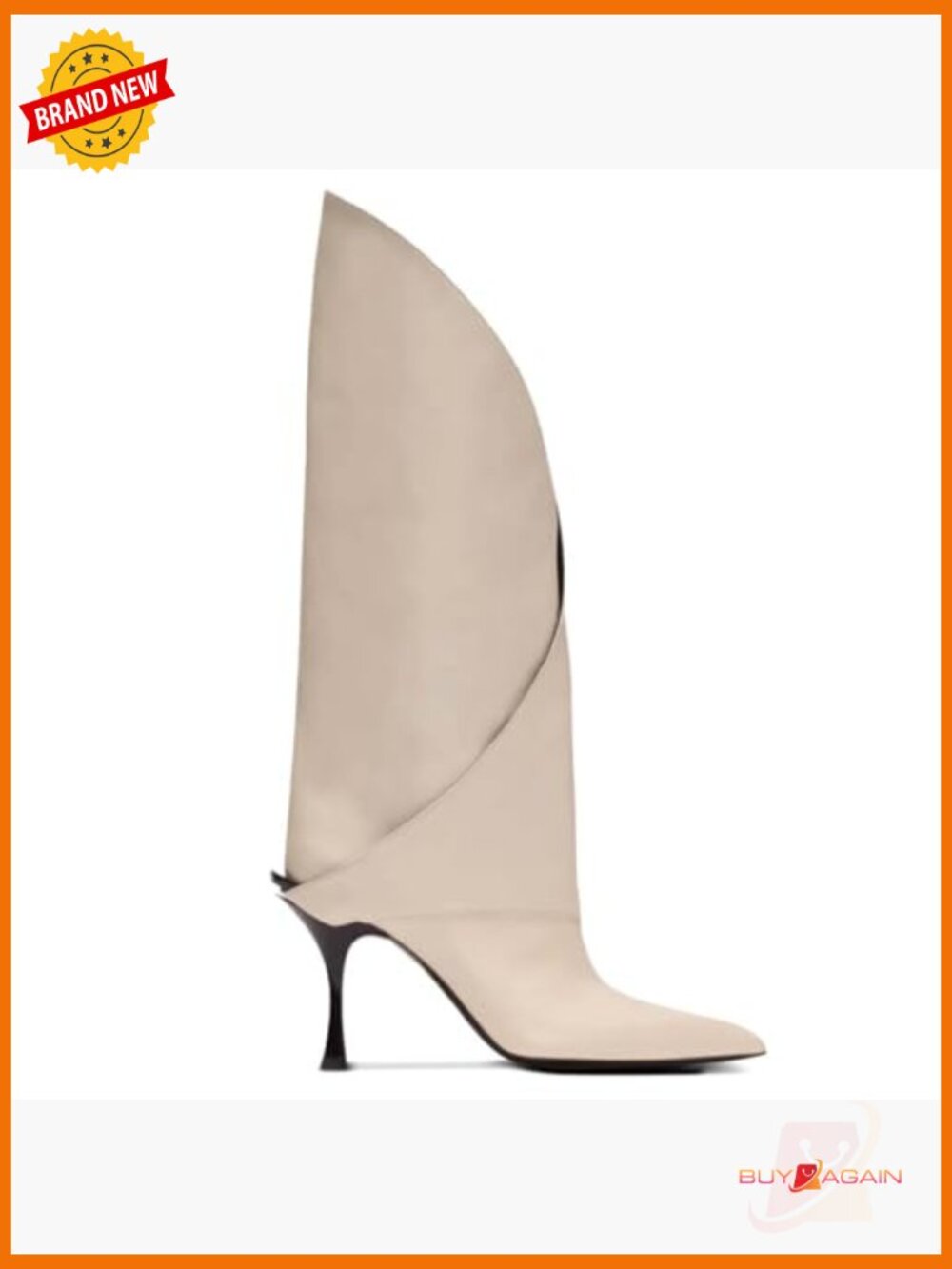V-Cut Pointed Toe Stiletto Knee High Motorcycle Boots - Picture 3 of 6
